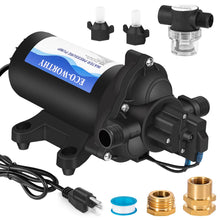 Load image into Gallery viewer, ECO-WORTHY 33-Series Industrial Water Pressure Pump 110V AC 4.0GPM 50PSI RV Fresh Water Diaphragm Pump include Garden Hose Adapters for Irrigation Marine Boat Sprinkler Faucet