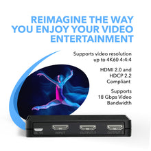 Load image into Gallery viewer, OREI 4K@60Hz 1 in 2 Out HDMI Duplicator Splitter - with Scaler 1x2 2 Ports with Full Ultra HD, HDCP 2.2, 4K at 60Hz 4: 4: 4 1080p & 3D Supports EDID Control - UHD-PRO102