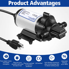 Load image into Gallery viewer, Dreyoo Water Pressure Diaphragm Pump Industrial 115V, Self Priming Pump 4 Gpm 45 Psi include Power Plug, Fittings Strainer Filter for Kitchen Bathroom RV Marine Yacht Caravan, Garden Hose
