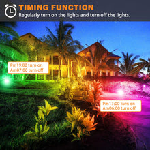 Load image into Gallery viewer, MELPO LED Flood Light Outdoor, 300W Equivalent 3000LM Smart RGB Landscape Lighting with APP Control, DIY Scenes - Timing - Warm White 2700K - Color Changing Uplight, IP66 Waterproof US Plug (4 Pack)