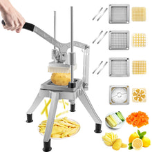 Load image into Gallery viewer, VEVOR Commercial Vegetable Chopper w/ 4 Replacement Blades, Stainless Steel French Fry Cutter Potato Dicer & Fruit Slicer for Restaurants & Home Kitchen