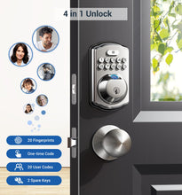 Load image into Gallery viewer, Veise Fingerprint Door Lock, Keyless Entry Door Lock, Electronic Keypad Deadbolt, Biometric Smart Locks for Front Door, Auto Lock, Anti-Peeking Password, Easy Install, Satin Nickel