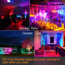 Load image into Gallery viewer, MELPO LED Flood Light Outdoor, 300W Equivalent 3000LM Smart RGB Landscape Lighting with APP Control, DIY Scenes - Timing - Warm White 2700K - Color Changing Uplight, IP66 Waterproof US Plug (4 Pack)