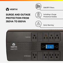Load image into Gallery viewer, Liebert PST5 UPS - 660VA/400W 120V, LCD Monitoring Screen, Standby Power, 8 Outlets, USB Charging, 3 Year Warranty, Uninterruptible Power Supply, Battery Backup with Surge Protection (PST5-660MT120)