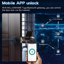 Load image into Gallery viewer, Fingerprint Smart Door Lock with App Code Backup Key Fingerprint Smart Door Knob Keyless Entry Door Lock with Handle for Home Hotel Office Apartment Bedroom Silver