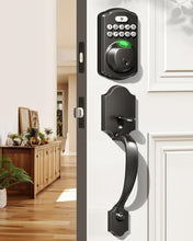Load image into Gallery viewer, Veise Fingerprint Door Lock Set, Keyless Entry Door Lock, Front Door Handle Sets, Electronic Keypad Deadbolt with Lever Handle, 2 Keys, Auto Lock, Code Door Lock, Easy Install, Matte Black