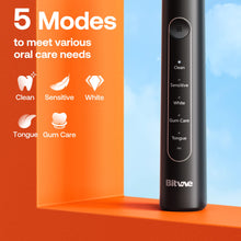 Load image into Gallery viewer, Bitvae R2 Rotating Electric Toothbrush for Adults with 8 Brush Heads, Travel Case, 5 Modes Rechargeable Power Toothbrush with Pressure Sensor, 3 Hours Fast Charge for 30 Days, Black