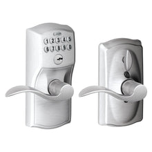 Load image into Gallery viewer, SCHLAGE FE595 CAM 626 ACC Camelot Keypad Entry with Flex-Lock and Accent Levers, Brushed Chrome