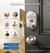 Load image into Gallery viewer, Veise Keyless Entry Door Lock, Electronic Keypad Deadbolt, Keyed Entry, Auto Lock, Anti-Peeking Password, Back Lit & Easy Installation Design, Satin Nickel
