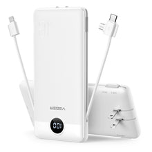 Load image into Gallery viewer, VEGER Portable Charger for iPhone Built in Cables and Wall Plug, 10000mah Slim Fast Charging USB C Power Bank, Travel Essential Battery Pack Compatible with iPhone, iPad, Samsung More Devices(White)
