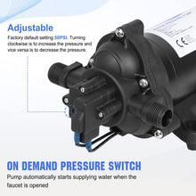 Load image into Gallery viewer, ECO-WORTHY 33-Series Industrial Water Pressure Pump 110V AC 4.0GPM 50PSI RV Fresh Water Diaphragm Pump include Garden Hose Adapters for Irrigation Marine Boat Sprinkler Faucet