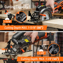 Load image into Gallery viewer, DOVAMAN Circular Saw, 5.8A 4-1/2" Circular Saw w/Laser, Metal Auxiliary Handle, 6 Saw Blades (4½", 4¾"), Cutting Depth 1-11/16" (90°), 1-3/8" (45°), Ideal for Wood, Soft Metal, Plastic, Tile - MCS01A