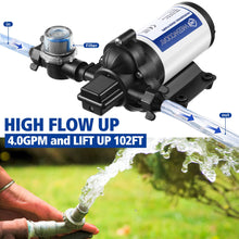 Load image into Gallery viewer, Dreyoo Water Pressure Diaphragm Pump Industrial 115V, Self Priming Pump 4 Gpm 45 Psi include Power Plug, Fittings Strainer Filter for Kitchen Bathroom RV Marine Yacht Caravan, Garden Hose