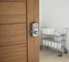 Load image into Gallery viewer, Kwikset SmartCode 955 Keyless Keypad Door Auto Lock with Handle, Electronic Lever Deadbolt Alternative, Three Entry Mode, Disabled Passage, SmartKey Re-Key Security, Satin Nickel