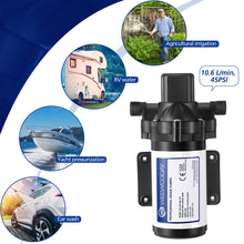 Load image into Gallery viewer, Dreyoo Water Pressure Diaphragm Pump Industrial 115V, Self Priming Pump 4 Gpm 45 Psi include Power Plug, Fittings Strainer Filter for Kitchen Bathroom RV Marine Yacht Caravan, Garden Hose