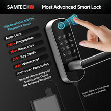 Load image into Gallery viewer, samtechT Smart Lock, Keyless Entry Door Lock, Smart Door Lock, Fingerprint Door Lock, Smart Door Lock with Handle, Digital Door Lock, Smart Lock for Front Door, Bluetooth Electronic Door Lock