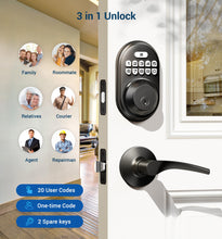 Load image into Gallery viewer, Veise Keyless Entry Door Lock with 2 Lever Handles - Electronic Keypad Deadbolt, Auto Lock, Back Lit & Easy Installation Design, Front Door Handle Sets,Matte Black