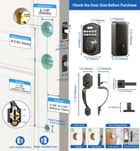 Load image into Gallery viewer, Veise Fingerprint Door Lock Set, Keyless Entry Door Lock, Front Door Handle Sets, Electronic Keypad Deadbolt with Lever Handle, 2 Keys, Auto Lock, Code Door Lock, Easy Install, Matte Black