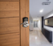 Load image into Gallery viewer, Kwikset SmartCode 955 Keyless Keypad Door Auto Lock with Handle, Electronic Lever Deadbolt Alternative, Three Entry Mode, Disabled Passage, SmartKey Re-Key Security, Satin Nickel