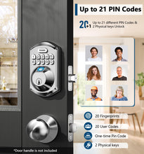 Load image into Gallery viewer, TEEHO TE002 Fingerprint Door Lock - Keyless Entry Door Lock - Electronic Keypad Deadbolt Lock - Smart Locks for Front Door - Door Lock with Code - Auto Lock - Easy Installation - Satin Nickel