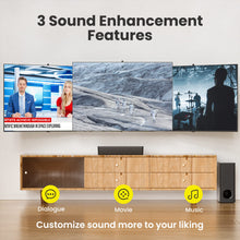 Load image into Gallery viewer, PHEANOO 2.1 Compact Sound Bars for TV with Subwoofer, HDMI ARC/Bluetooth 5.0/Optical/AUX/RCA Connection, Remote Control, Adjustable Bass, Wall Mountable – P15, 140W, 16 inch
