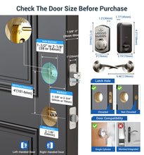 Load image into Gallery viewer, Veise Fingerprint Door Lock with 2 Lever Handles - Keyless Entry Door Lock, Electronic Keypad Deadbolt & Front Door Lock Handle Sets, Auto Lock & 1 Touch Locking, Easy Installation, Satin Nickel