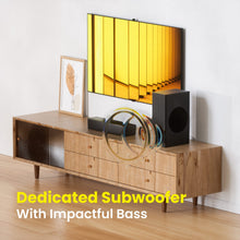 Load image into Gallery viewer, PHEANOO 2.1 Compact Sound Bars for TV with Subwoofer, HDMI ARC/Bluetooth 5.0/Optical/AUX/RCA Connection, Remote Control, Adjustable Bass, Wall Mountable – P15, 140W, 16 inch