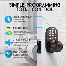 Load image into Gallery viewer, MiLocks TKK-02OB Digital Door Knob Lock with Electronic Keypad, Oil Rubbed Bronze, Keypad Lockable