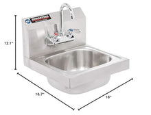 Load image into Gallery viewer, DuraSteel Stainless Steel Sink - NSF Commercial Wall Mount Kitchen Sink - Small Hand Sink with 12&quot; x 10&quot; x 5.5&quot;D Wash Basin - With Sink Strainer and Faucet - For Laundry, Restaurants, Bars, and More
