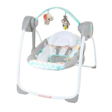 Load image into Gallery viewer, Bright Starts Portable Automatic 6-Speed Baby Swing with Adaptable Speed, Taggies, Music, Removable-Toy-Bar, 0-9 Months 6-20 lbs (Whimsical Wild)
