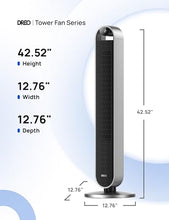 Load image into Gallery viewer, Dreo Tower Fan for Bedroom, 42 Inch 120° Oscillating Fan, 25dB Quiet DC Motor, 27ft/s Velocity Bladeless Standing Fan with 12 Speeds, 4 Modes, 12H Timer Cooling Fans for Home, Living Room, Pilot Max S
