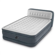 Load image into Gallery viewer, Intex 64447ED Dura-Beam Deluxe Ultra Plush Air Mattress with Headboard: Fiber-Tech – Queen Size – Built-in Electric Pump – 18in Bed Height – 600lb Weight Capacity
