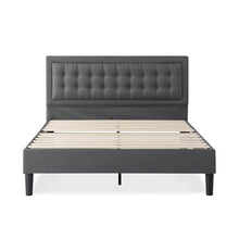 Load image into Gallery viewer, ZINUS Dachelle Upholstered Platform Bed Frame, Mattress Foundation, Wood Slat Support, No Box Spring Needed, Eco Friendly WonderBox (TM) Packaging, Easy Assembly, Dark Grey, King
