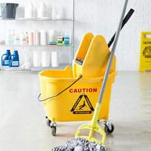 Load image into Gallery viewer, Amazon Basics Rectangular Mop Bucket and Down Press Wringer Combo, 35-Quart, Yellow (Previously AmazonCommercial brand)
