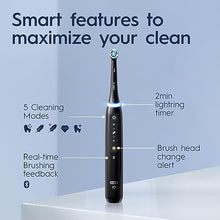 Load image into Gallery viewer, Oral-B iO Series 5 Rechargeable Electric Toothbrush with Visible Pressure Sensor to Protect Gums, 2 Minute Timer, 5 Cleaning Settings, 1 Replacement Toothbrush Heads, and Travel Case, Black
