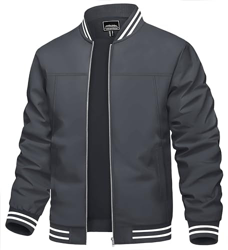 TACVASEN Varsity Jacket For Men Jackets For Men Lightweight Bomber Jackets For Men Big And Tall Light Windbreaker Jackets Light Windproof Jacket