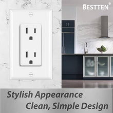 Load image into Gallery viewer, BESTTEN 15 Amp Decorator Wall Outlet, Non-Tamper-Resistant Receptacle, Wallplate Included, 15A/125V/1875W, UL Listed, 50 Pack, White

