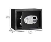 Load image into Gallery viewer, Amazon Basics Steel Security Safe and Lock Box with Electronic Keypad - Secure Cash, Jewelry, ID Documents, 0.5 Cubic Feet, Black, 13.8&quot; W x 9.8&quot; D x 9.8&quot; H
