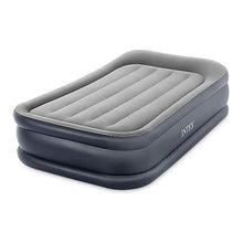 Load image into Gallery viewer, Intex 64131ED Dura-Beam Plus Deluxe Pillow Rest Air Mattress: Fiber-Tech – Twin Size – Built-in Electric Pump – 16.5in Bed Height – 300lb Weight Capacity
