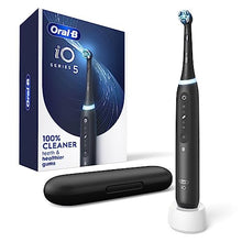 Load image into Gallery viewer, Oral-B iO Series 5 Rechargeable Electric Toothbrush with Visible Pressure Sensor to Protect Gums, 2 Minute Timer, 5 Cleaning Settings, 1 Replacement Toothbrush Heads, and Travel Case, Black
