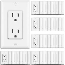 Load image into Gallery viewer, BESTTEN 15 Amp Decorator Wall Outlet, Non-Tamper-Resistant Receptacle, Wallplate Included, 15A/125V/1875W, UL Listed, 50 Pack, White
