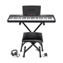 Load image into Gallery viewer, Alesis Melody 61 Keyboard Piano for Beginners with 61 Keys, Speakers, Stand, Bench, Headphones, Tablet/Sheet Music Stand, 300 Sounds and Music Lessons
