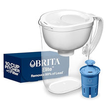 Load image into Gallery viewer, Brita Everyday Elite Water Filter Pitcher with SmartLight Filter Change Indicator, BPA-Free, Reduces 99% of Lead, Lasts Six Months, Includes 1 Filter, Large - 10-Cup, White
