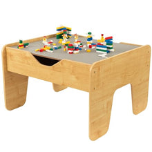 Load image into Gallery viewer, KidKraft Reversible Wooden Activity Table with Board with 195 Building Bricks – Gray &amp; Natural, Gift for Ages 3+

