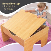 Load image into Gallery viewer, KidKraft Reversible Wooden Activity Table with Board with 195 Building Bricks – Gray &amp; Natural, Gift for Ages 3+
