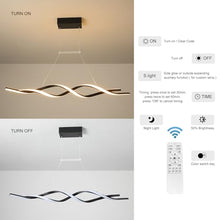 Load image into Gallery viewer, Jaycomey Modern Chandelier Light Fixtures, Dimmable LED Pendant Light with Remote Control, Acrylic Wave Chandeliers for Dining Rooms Bedroom Kitchen Restaurant, 3000K-6000K, 28W, Black
