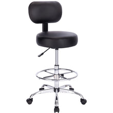 Load image into Gallery viewer, SUPERJARE Drafting Chair with Back, Adjustable Foot Rest Rolling Stool, Multi-Purpose Office Desk Chair, Thick Seat Cushion for Home Bar Kitchen Shop - Black
