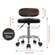 Load image into Gallery viewer, KKTONER PU Leather Modern Rolling Stool with Low Back Height Adjustable Work Salon Drafting Swivel Task Chair with Footrest (Black)
