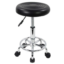 Load image into Gallery viewer, KKTONER PU Leather Modern Round Rolling Stool with Footrest Height Adjustable Spa Drafting Salon Tattoo Work Massage Stools Task Chair Small (Black)
