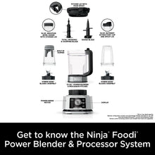 Load image into Gallery viewer, Ninja SS351 Foodi Power Blender &amp; Processor System 1400 WP Smoothie Bowl Maker &amp; Nutrient Extractor* 6 Functions for Bowls, Spreads, Dough &amp; More, smartTORQUE, 72-oz.** Pitcher &amp; To-Go Cups, Silver

